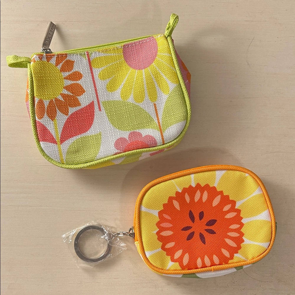 Lot of 2 Clinique Floral Coin Purses